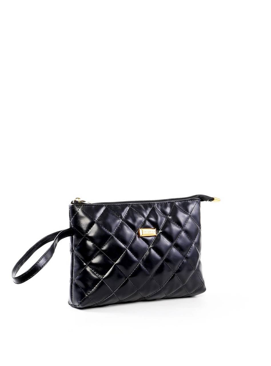 Necessaire Feminina Quadrada em Matelassê - Preta NSI-174 - PR