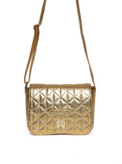 Bolsa Satchel Pequena Couro Tiracolo Ouro BSI-5954 - AU