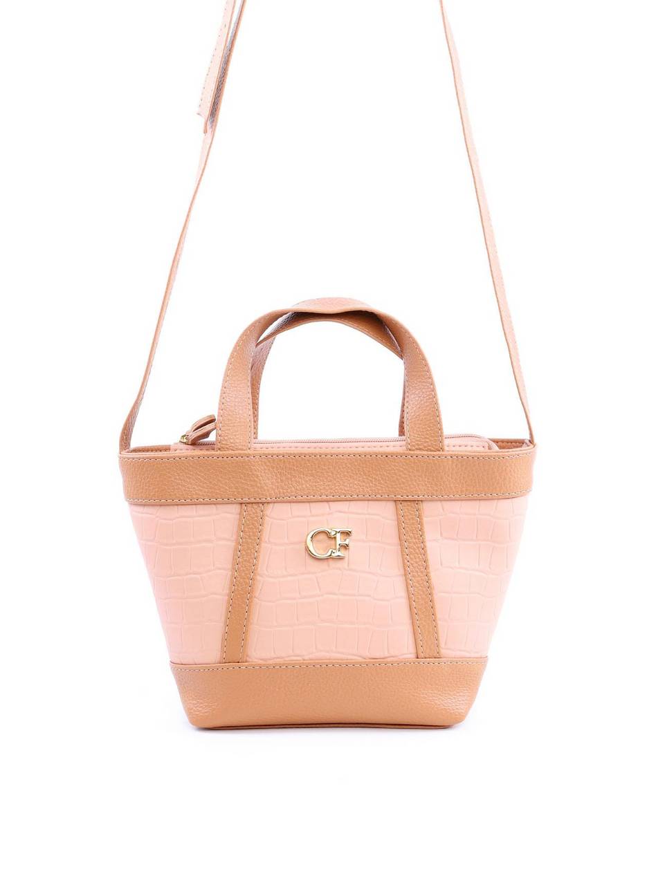 Bolsa Tote com Alça Dupla Geométrica - Nude BSI-6061 - NU