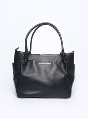 Bolsa Tote Couro Tiracolo Bolsos Laterais Preta BSI-5862 - PR