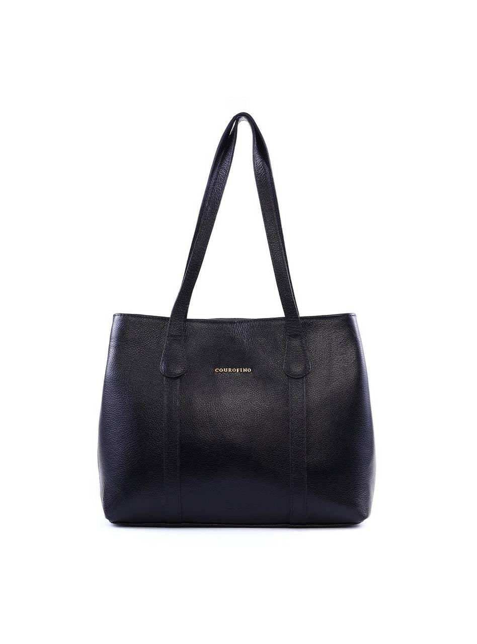 Bolsa Shopper Grande Couro Divisórias Preta BSI-5686 - PR
