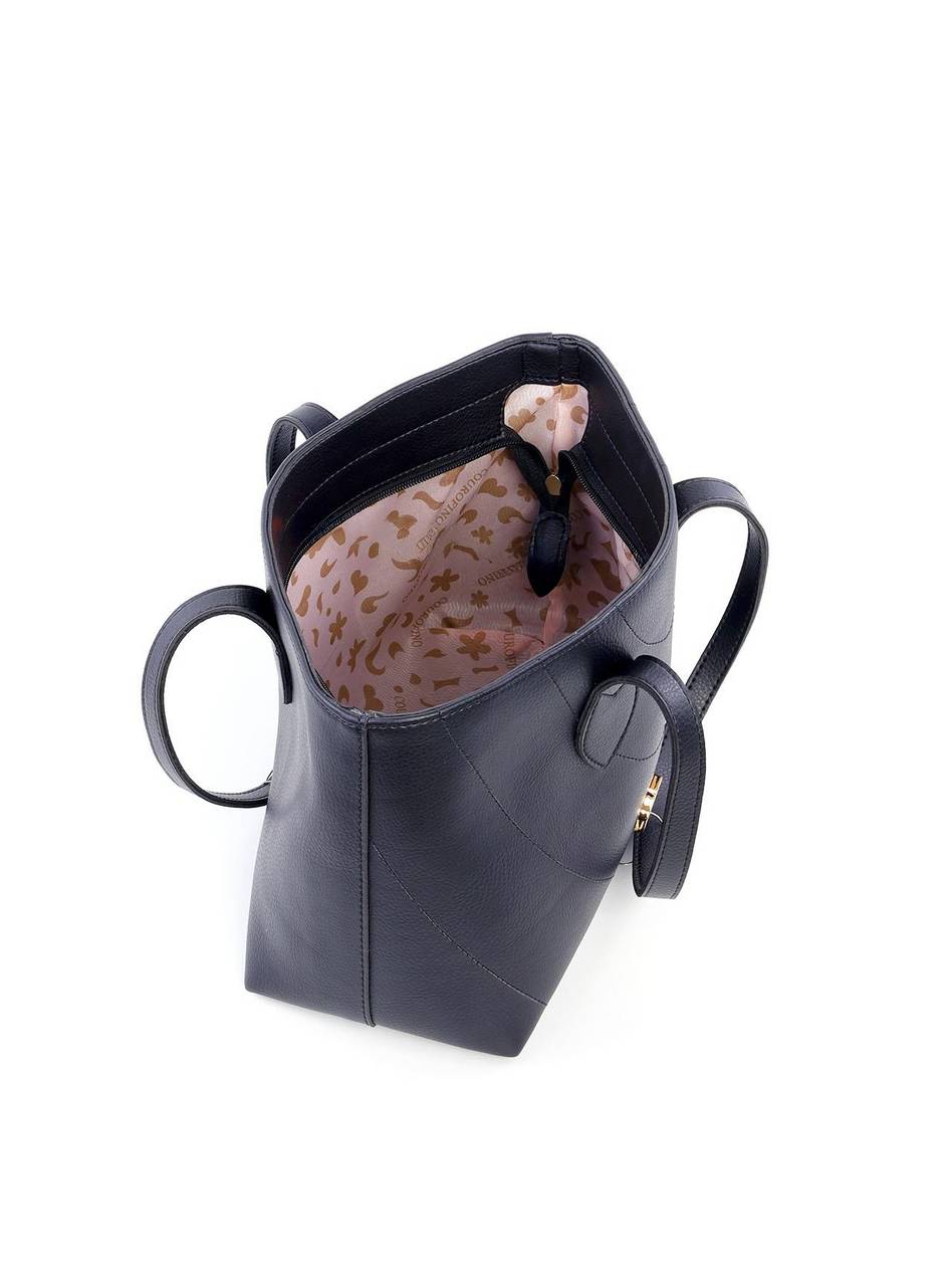 Bolsa Shopper Tiracolo Lisa em Sintético com Costuras - Preta BSI-6184 - PR