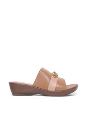 Sandália Feminina Couro Tamanco Anabela Confort Castor SDI-11595 - CS