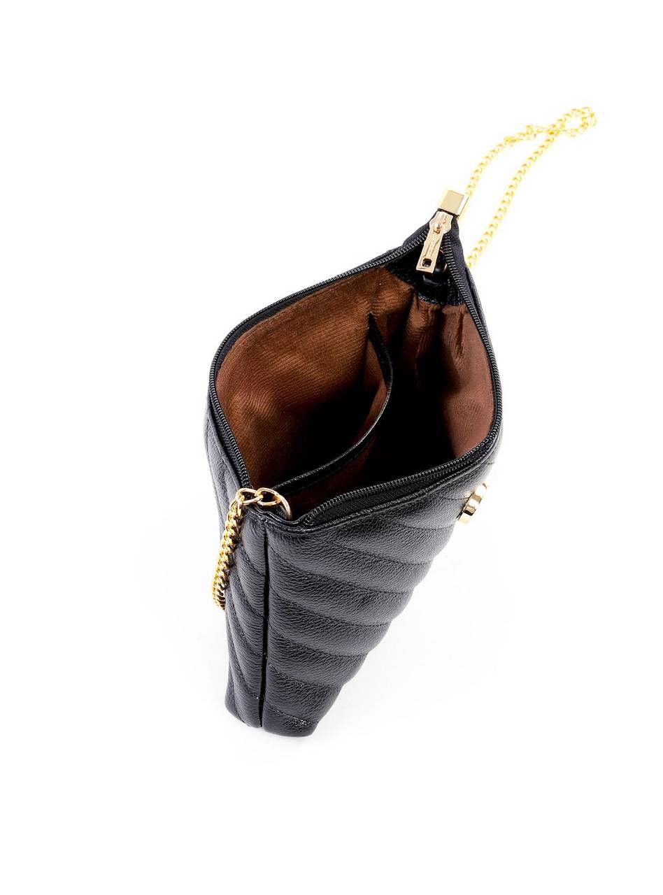 Bolsa Clutch em Matelassê com Alça de Corrente - Preta BSI-6270 - PR