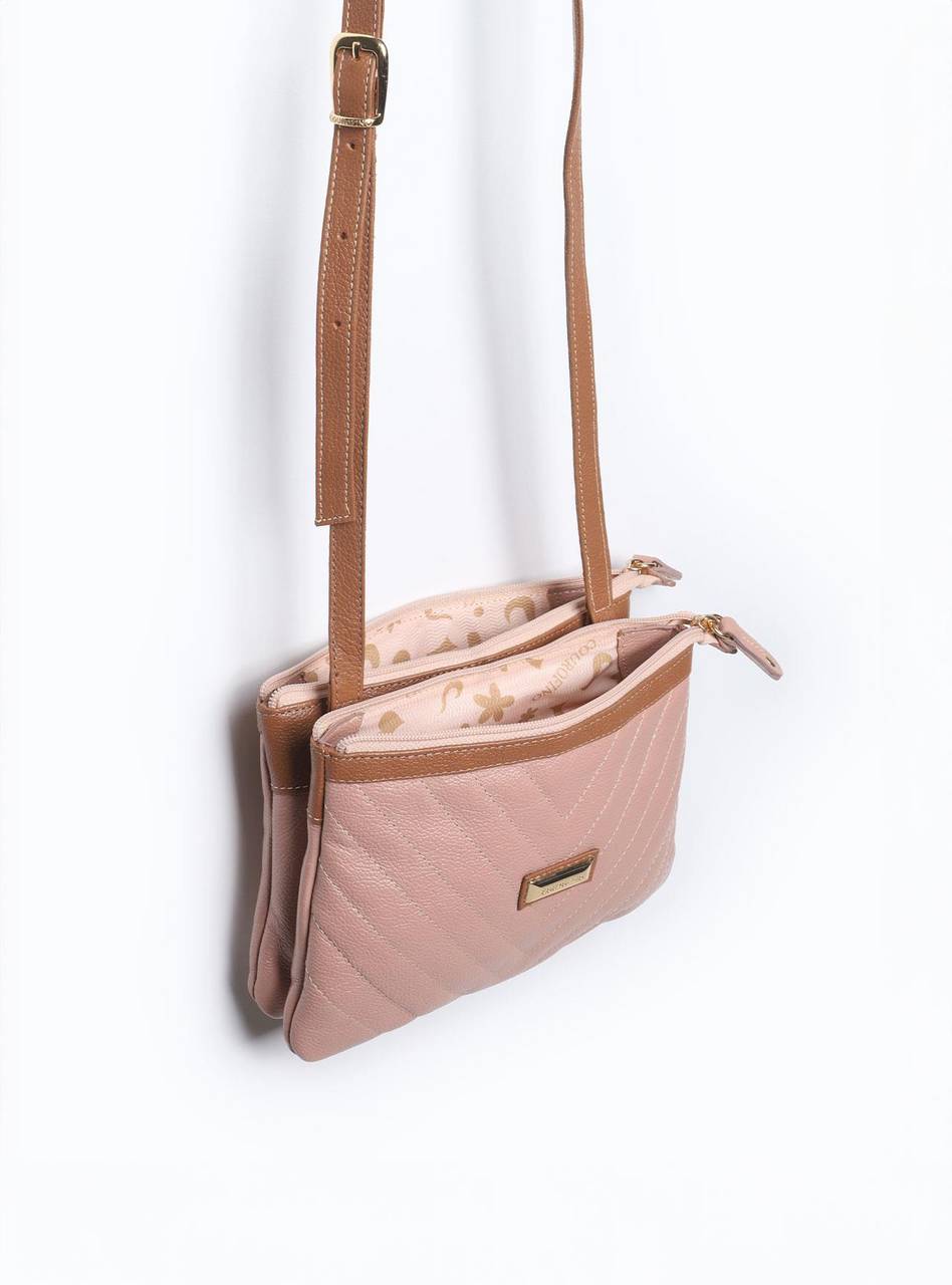 Bolsa Clutch Pequena Duas Divisórias Couro Nude BSI-3728 - NU