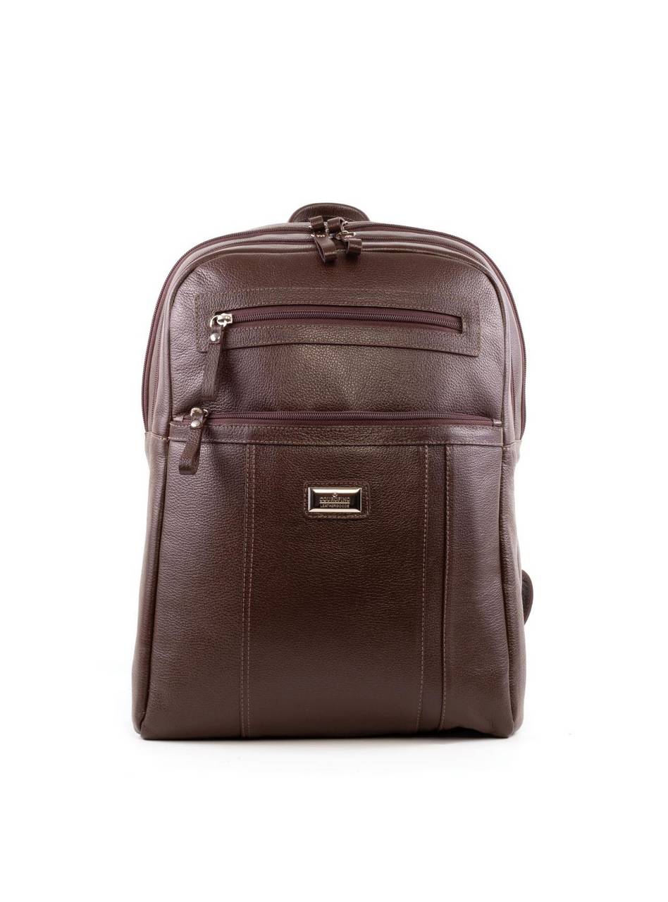 Mochila Executiva com Bolso Frontal em Couro - Cacau MEI-460 - CA