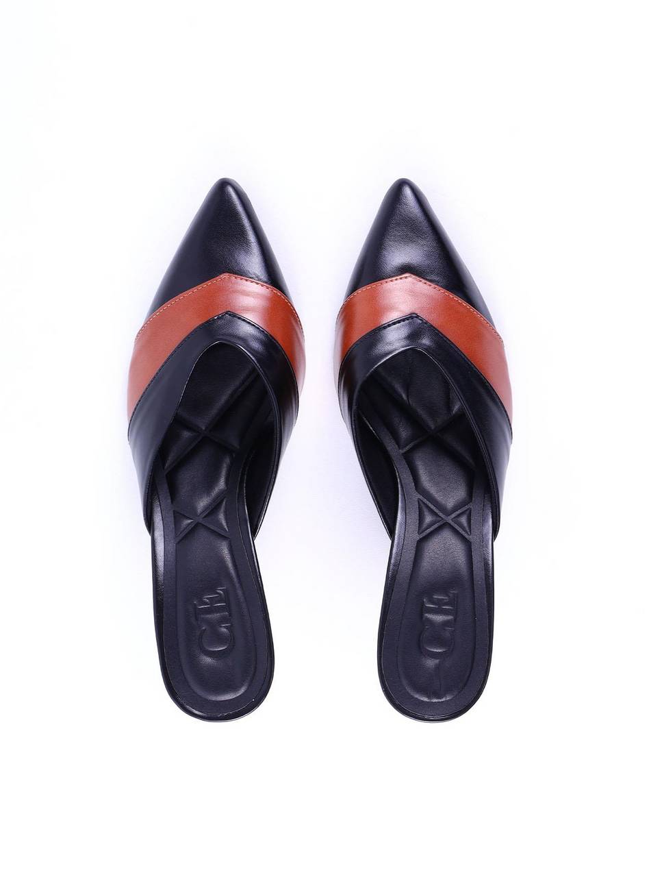 Mule Salto Fino com Recorte Geométrico - Preta SDI-12023 - PR