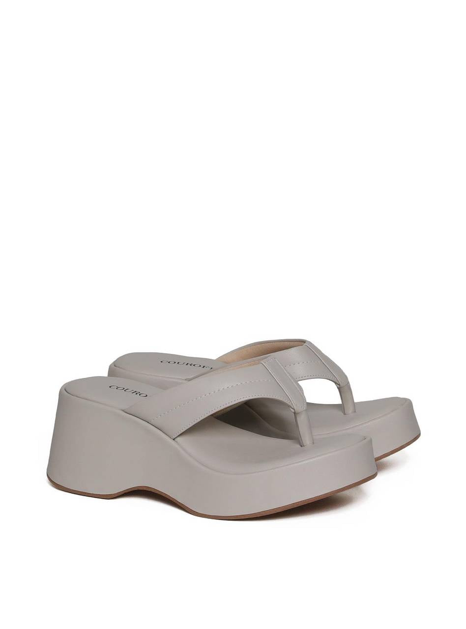 Tamanco Plataforma de Dedo com Detalhes de Costura - Cinza SDI-11663 - CZ