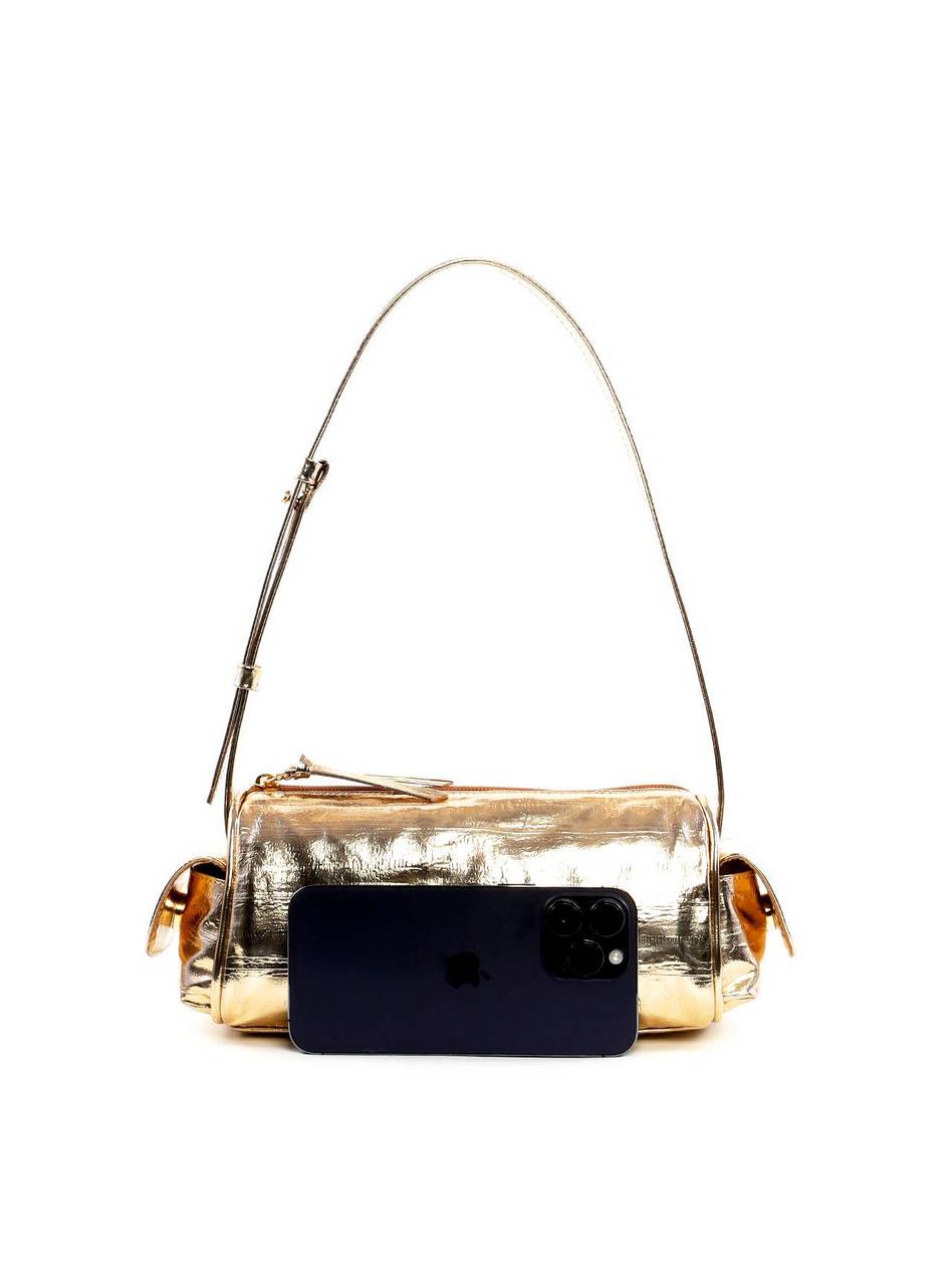 Bolsa Baguete Pequena com Bolsos Laterais - Ouro BSI-6447 - AU