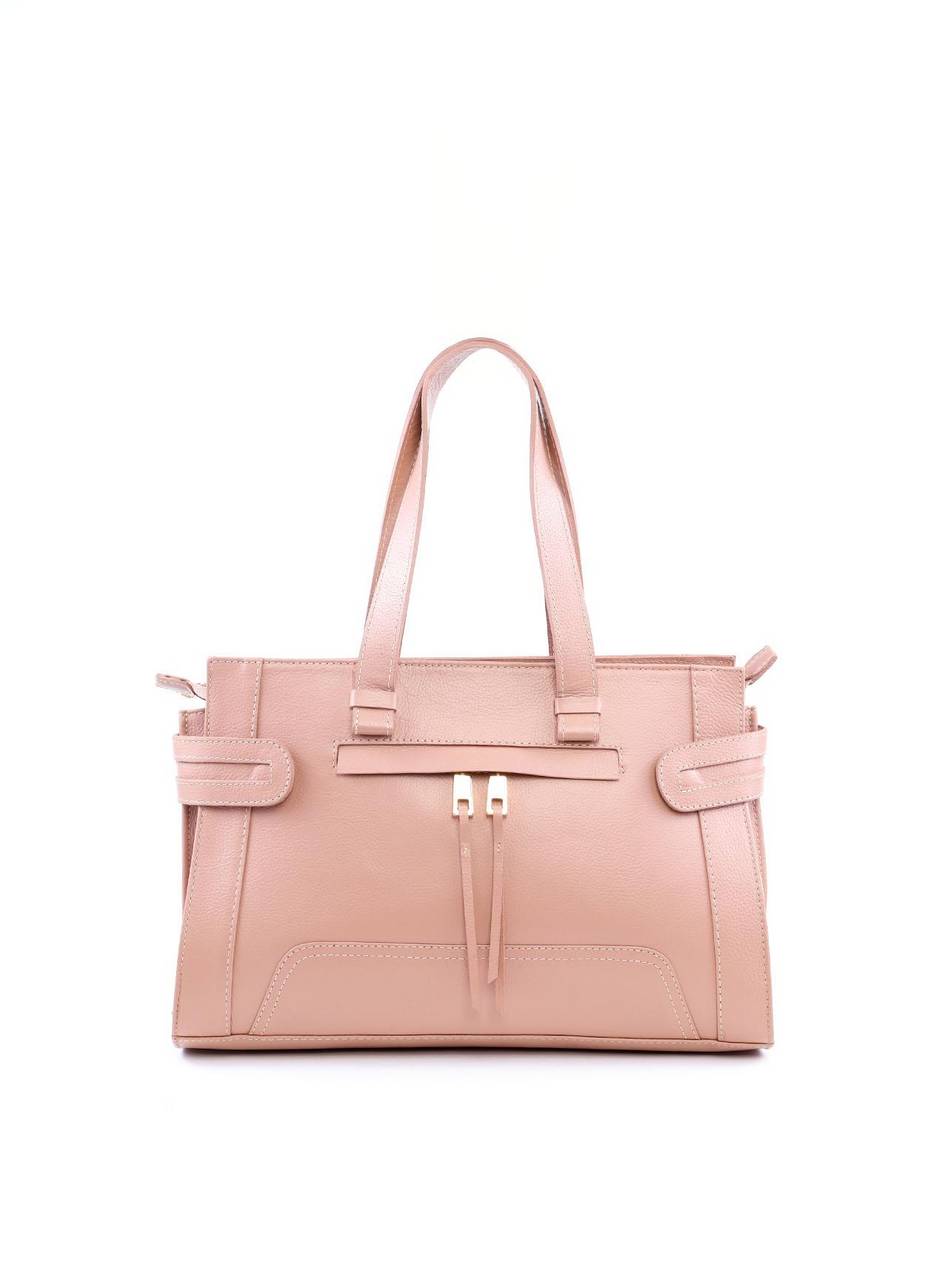 Bolsa Tote com Zipper Frontal e Pingentes - Nude BSI-5876 - NU