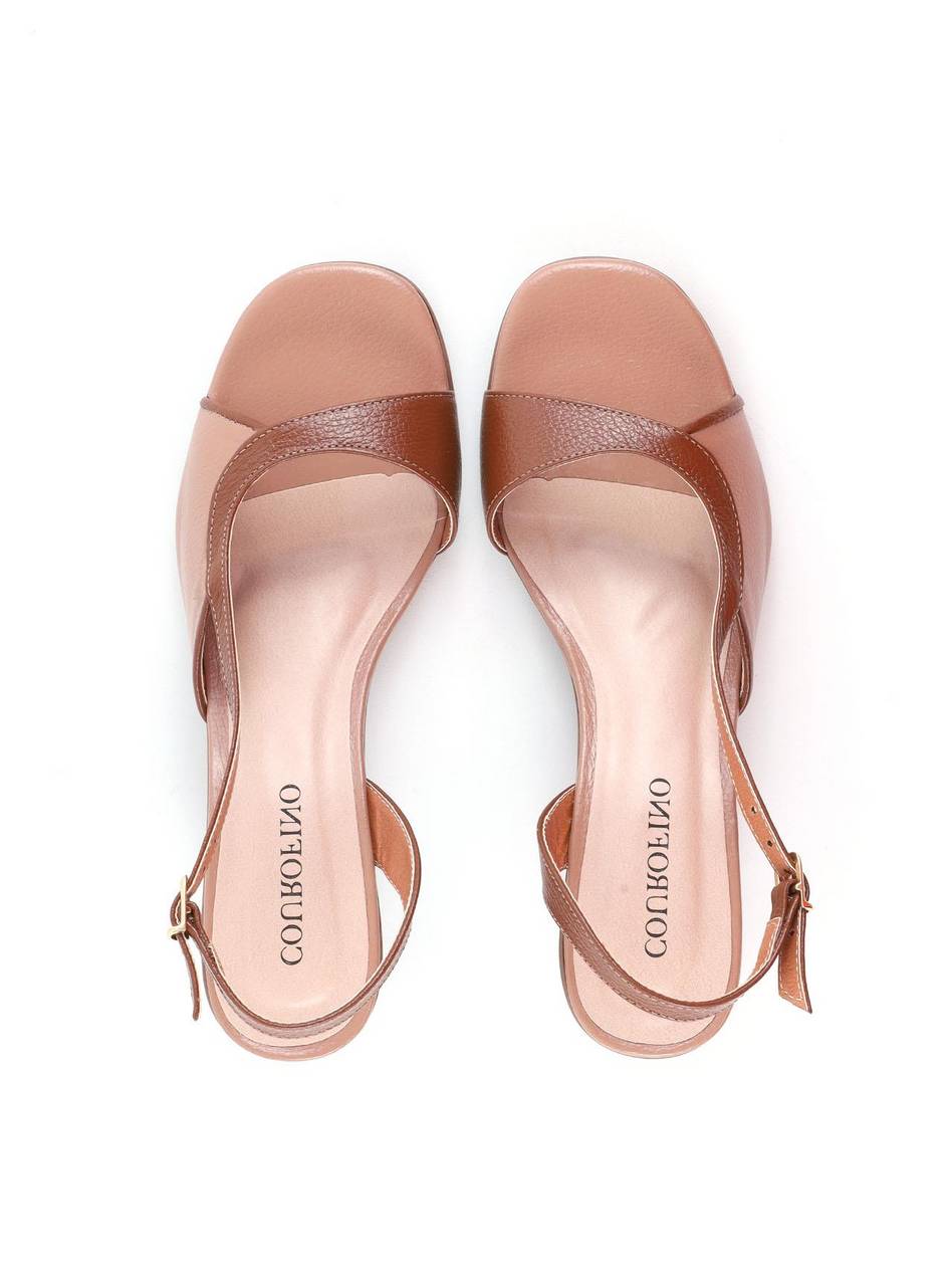 Sandália Slingback Salto Bloco - Nude SDI-12168 - NU