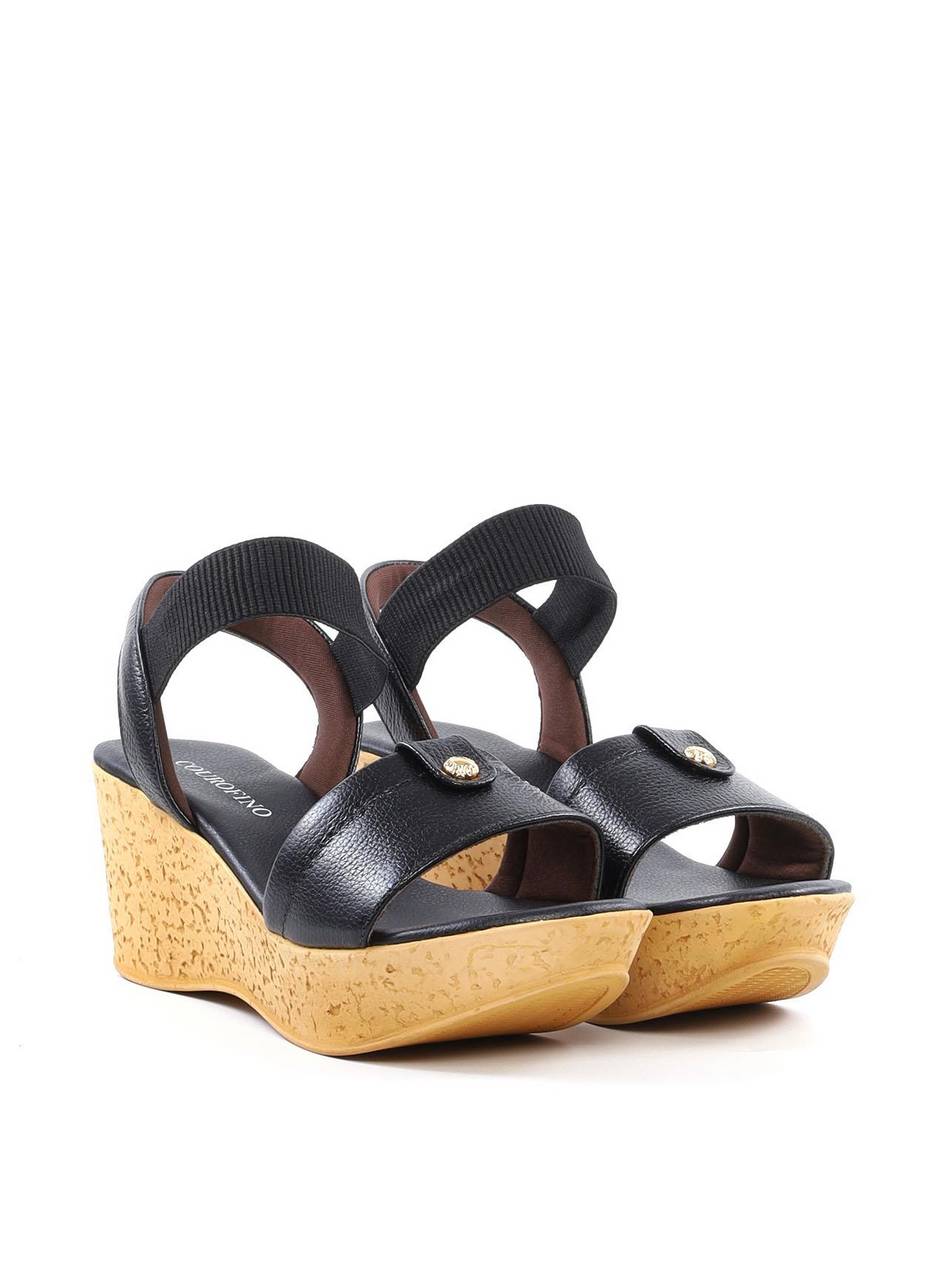 Sandália Plataforma em PU e Elástico - Preta SDI-12190 - PR