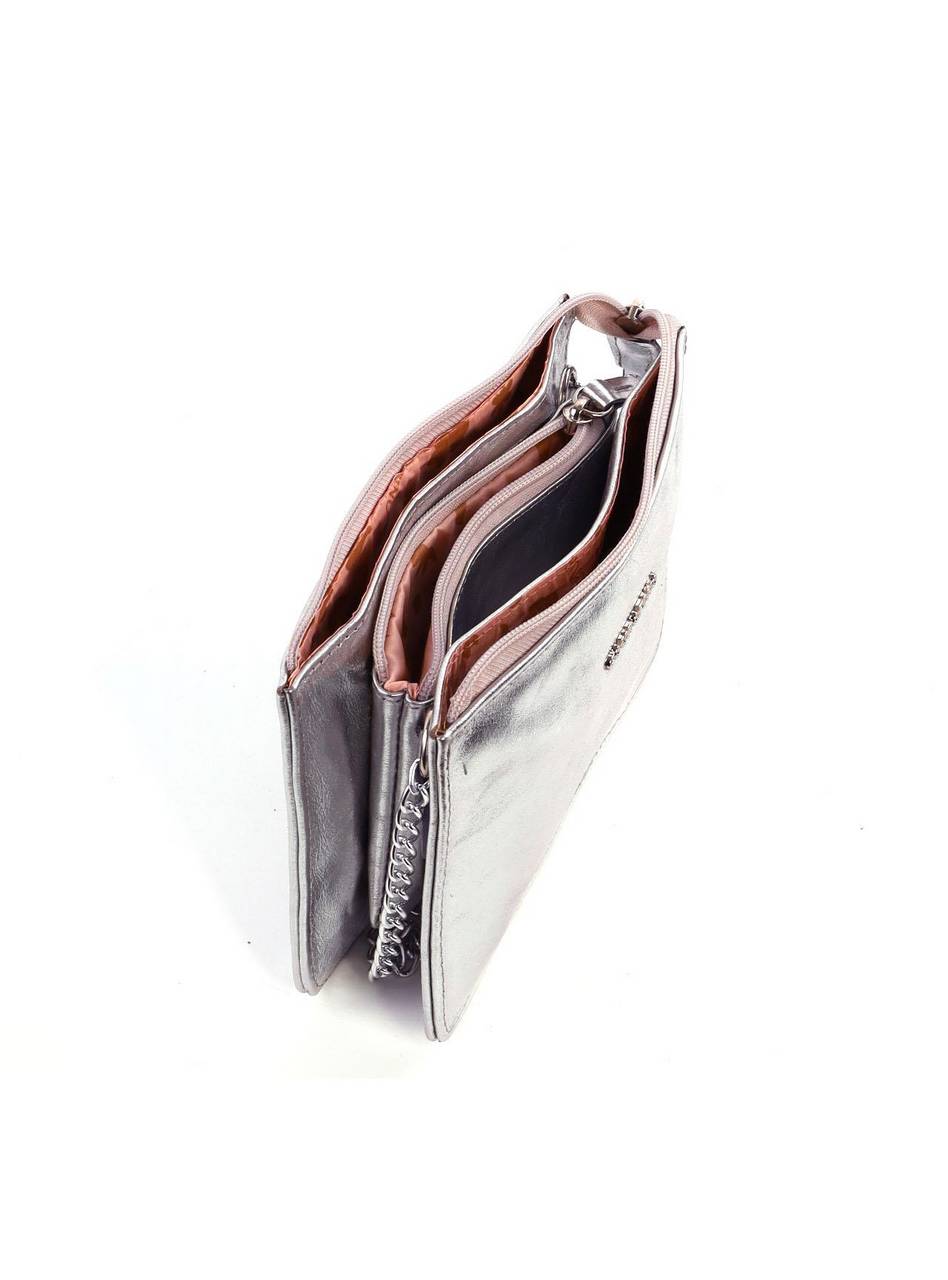 Bolsa Transversal Pequena 3 Divisórias - Prata BSI-6405 - PT