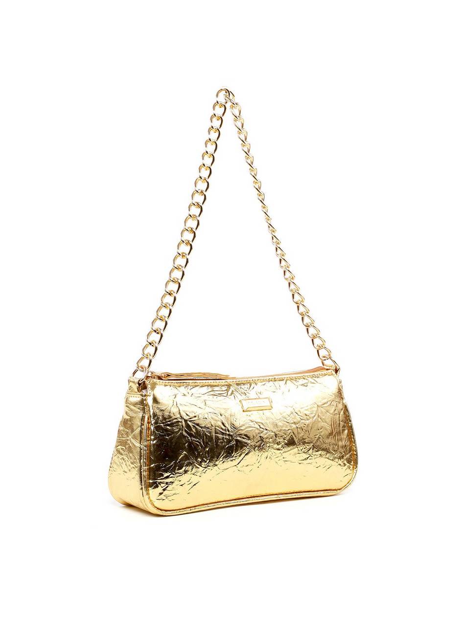 Bolsa Baguette em Tressê Pequena - Ouro BSI-6236 - AU