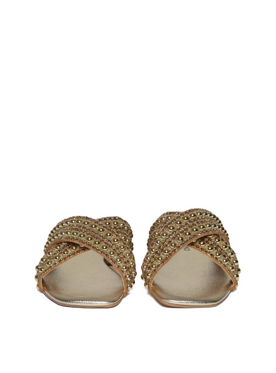 Sandália Feminina Mulle Couro Salto Alto - Ouro SDI-11617 - AU