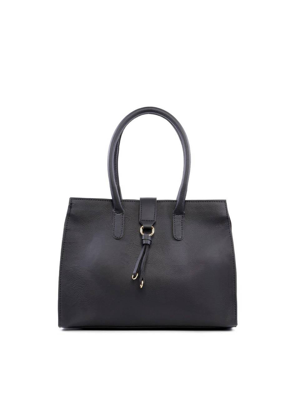 Bolsa Tote com Enfeite Meia Argola - Preta BSI-6227 - PR