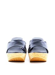 Tamanco Plataforma com Tiras Largas Sobrepostas - Preto SDI-11927 - PR