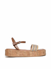 Sandália Papete com Salto em Cortiça - Castor SDI-11680 - CS