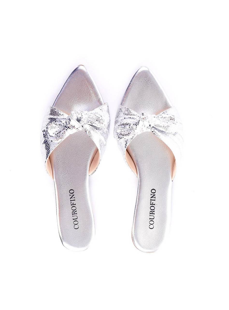 Rasteira Bico Fino Detalhe Laço - Prata SDI-11918 - PT