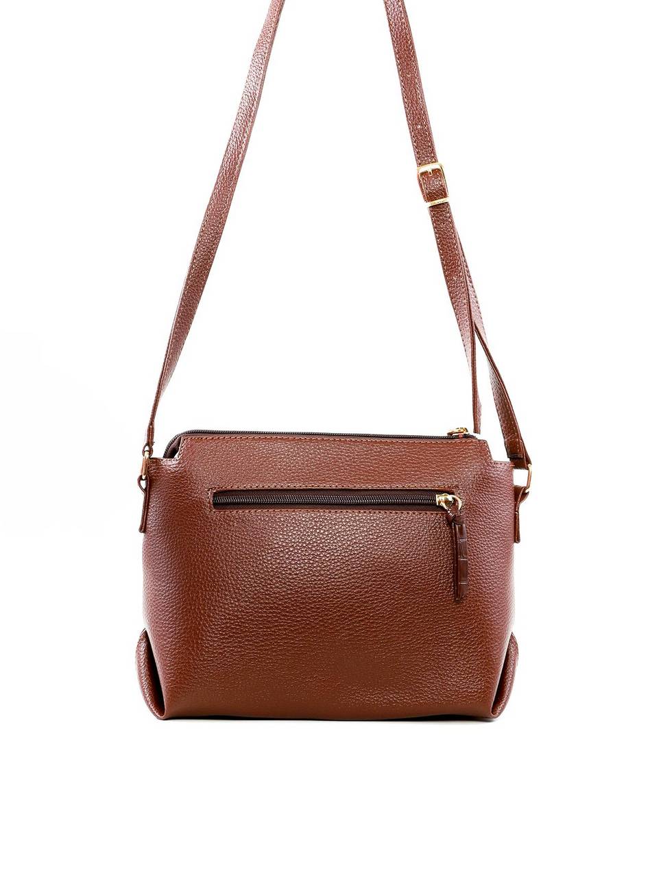 Bolsa Transversal Média com Detalhe Croco - Cacau BSI-6488 - CA