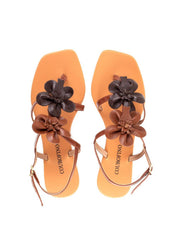 Rasteira Tiras Finas Enfeite Duas Flores - Castor SDI-12035 - CS
