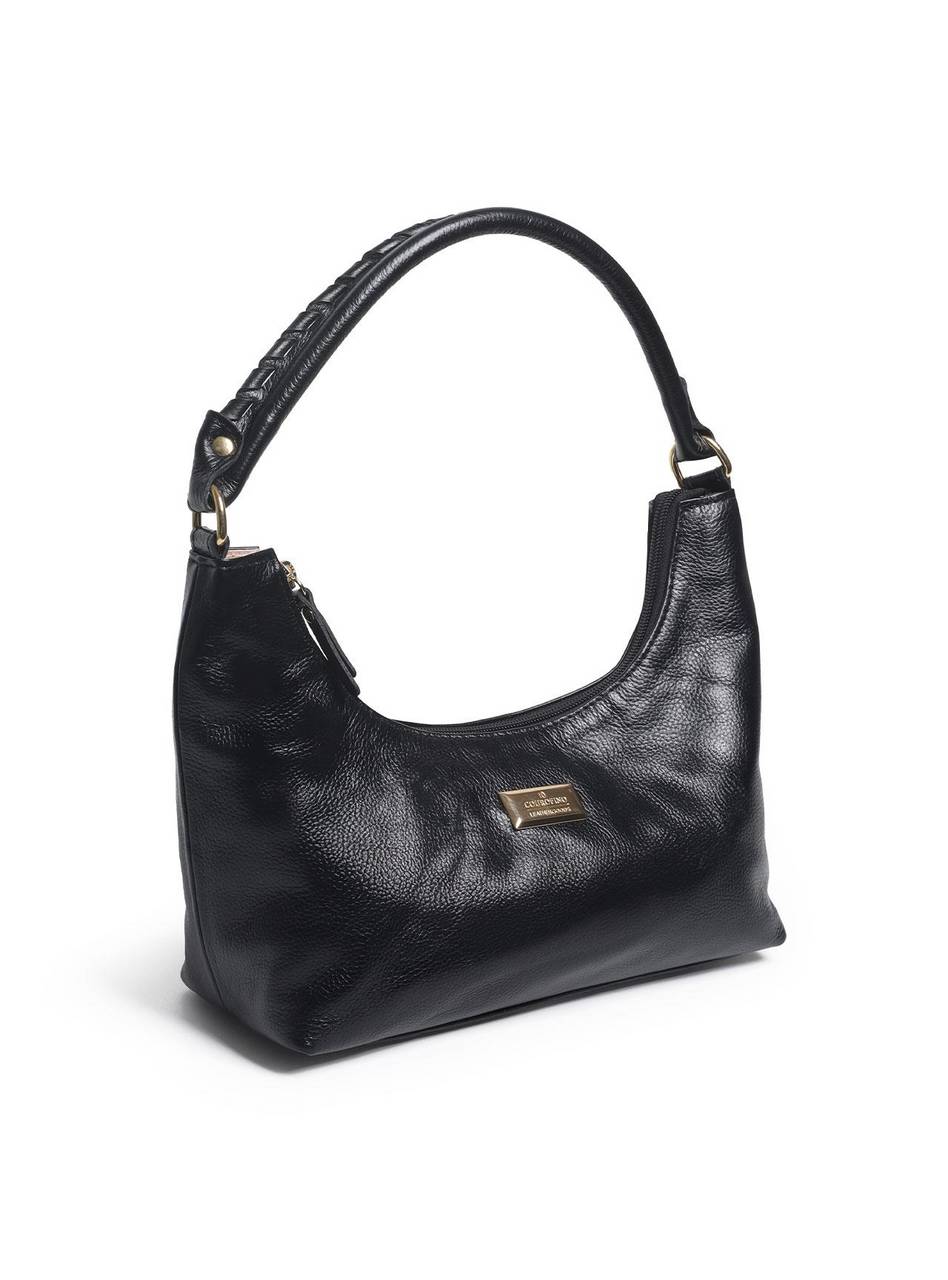 Bolsa Hobo Couro Média Alça Trançada Preta BSI-5899 - PR