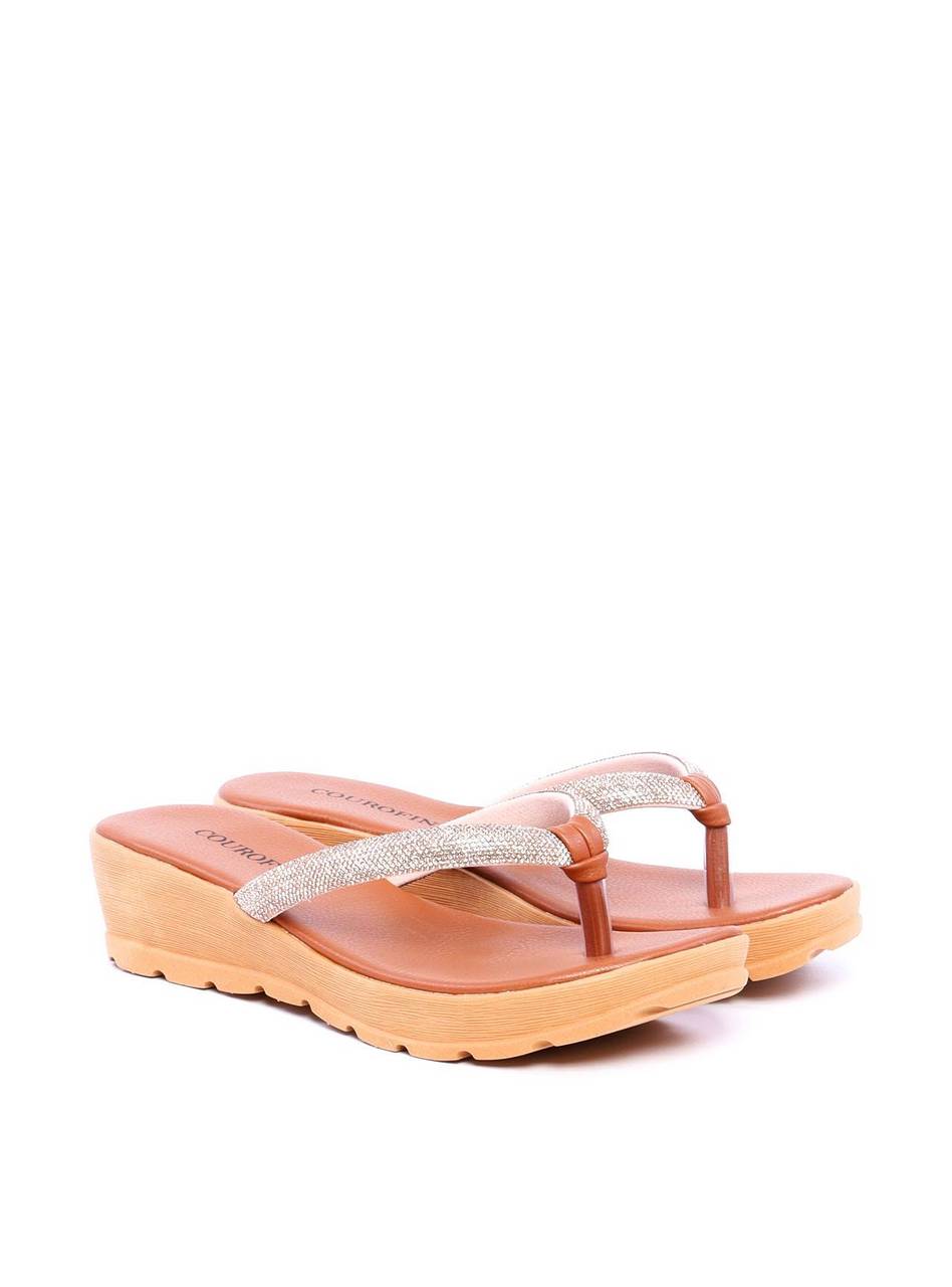 Sandália Feminina Tamanco Anabela Comfort com Tiras em Strass - Castor SDI-11699 - CS