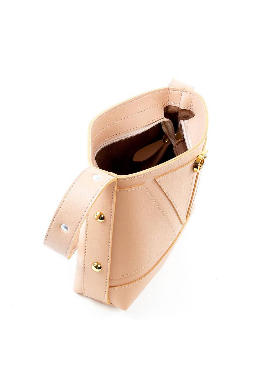 Bolsa Tote Média com Costura e Esferas Douradas - Nude BSI-6410 - NU