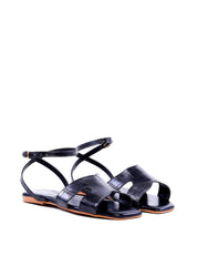 Rasteira Recorte H Fecho Fivela - Preta SDI-11987 - PR