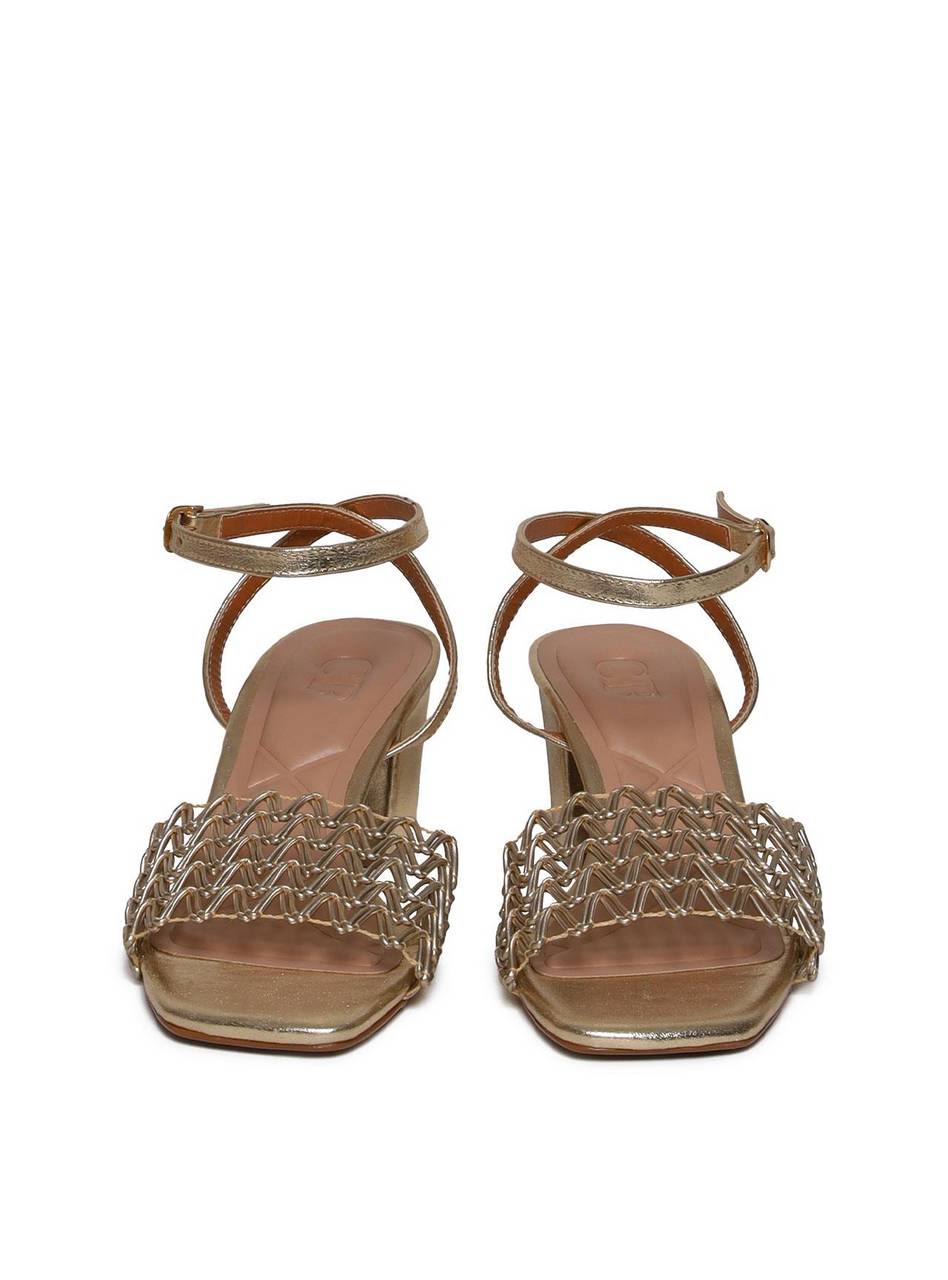 Sandália Salto Bloco com Tiras Tramadas - Ouro SDI-11650 - AU
