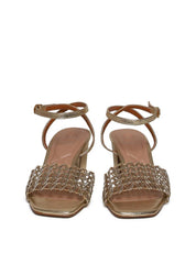 Sandália Salto Bloco com Tiras Tramadas - Ouro SDI-11650 - AU