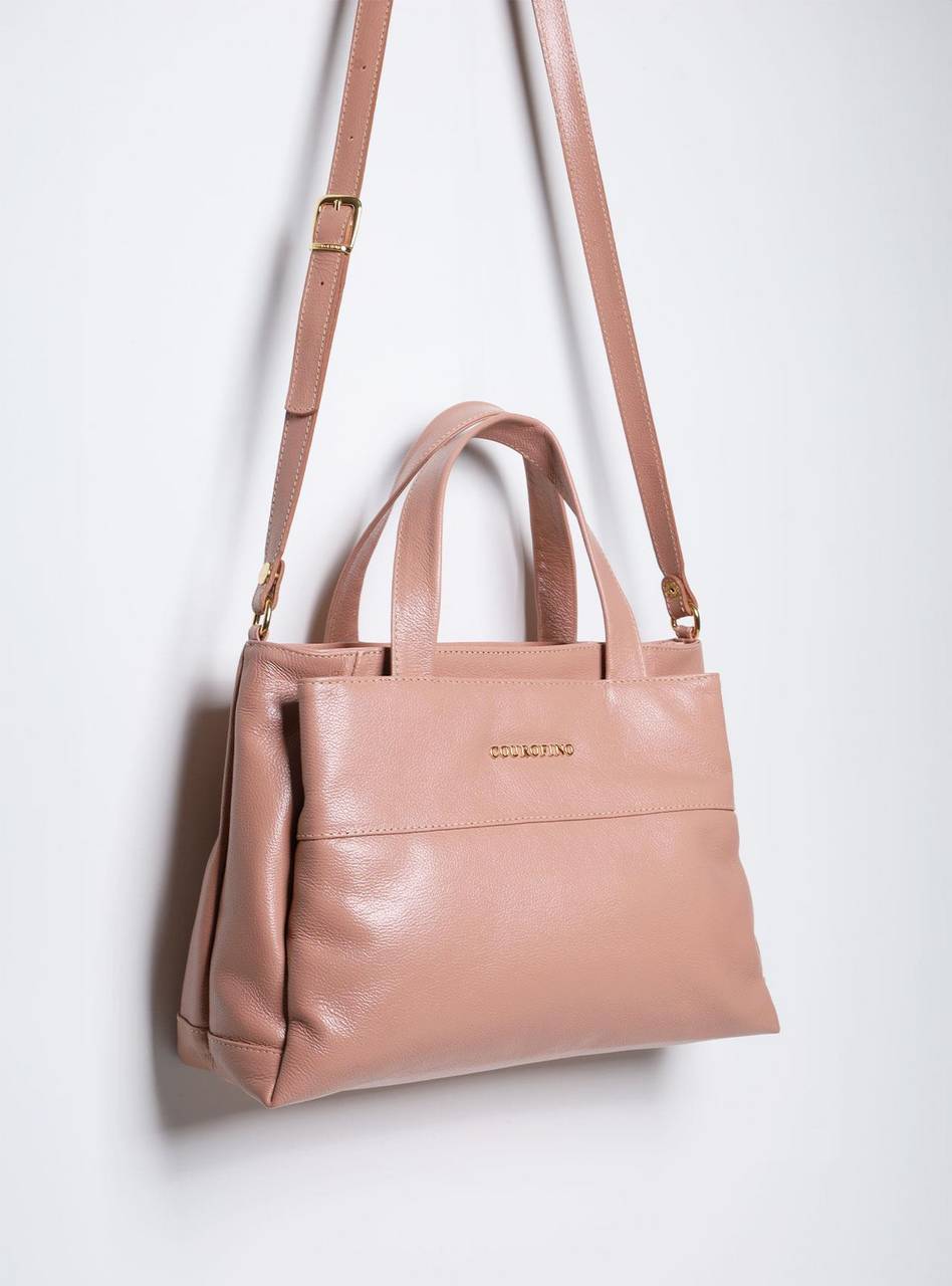 Bolsa Tote Média Couro Alça Removível Nude BSI-5838 - NU