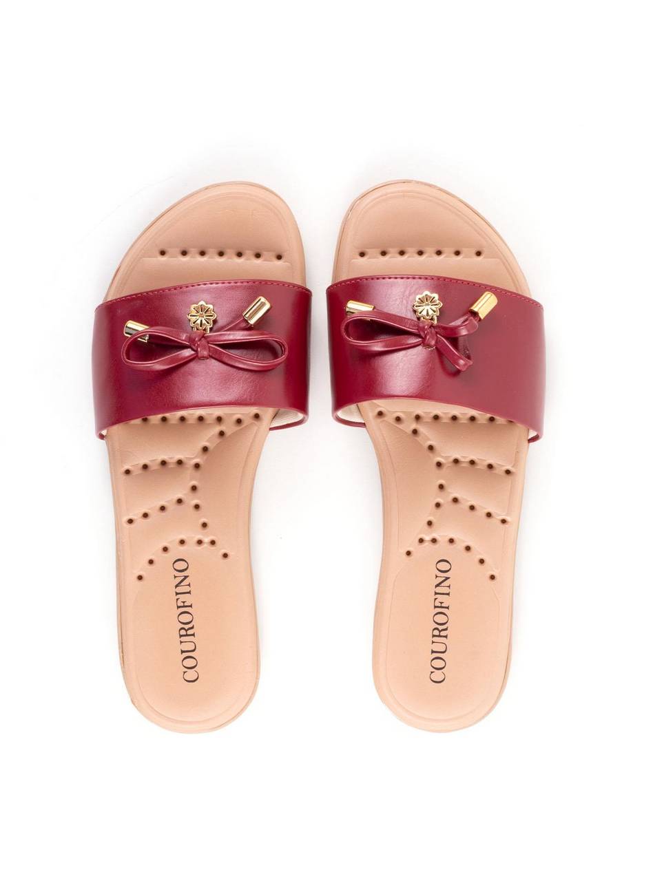 Rasteira Slide Comfort Enfeite Laço - Vermelha SDI-12042 - VE