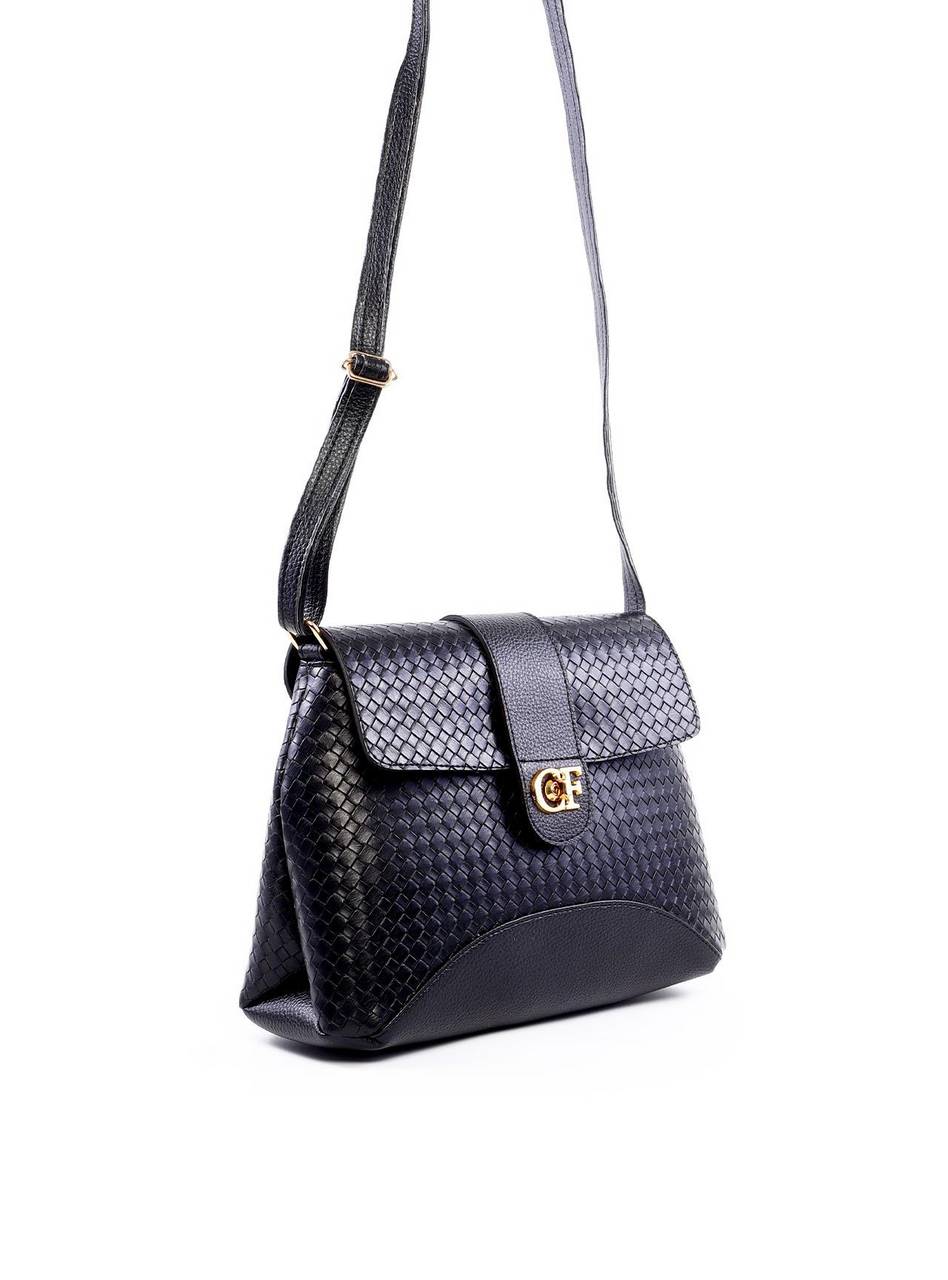 Bolsa Janaina Satchel em Tressê - Preta BSI-6295 - PR