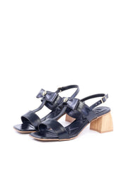 Sandália Salto Bloco de Laço com Rebite - Preta SDI-11800 - PR