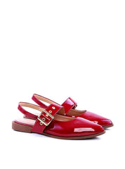 Sapatilha Slingback com Maxi Fivela e Ilhós - Vermelha SDI-11728 - VE