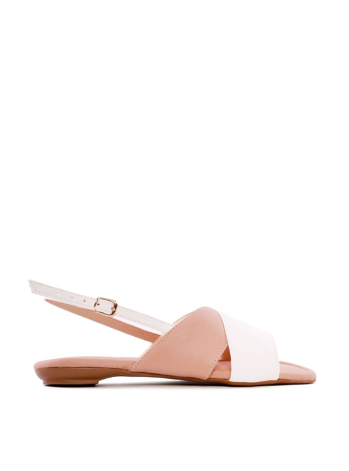 Sandália Rasteira Tiras Cruzadas Bicolor SDI-12269 - NU