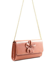 Bolsa Clutch Retangular Enfeite Flor Alça Corrente - Nude BSI-6372 - NU