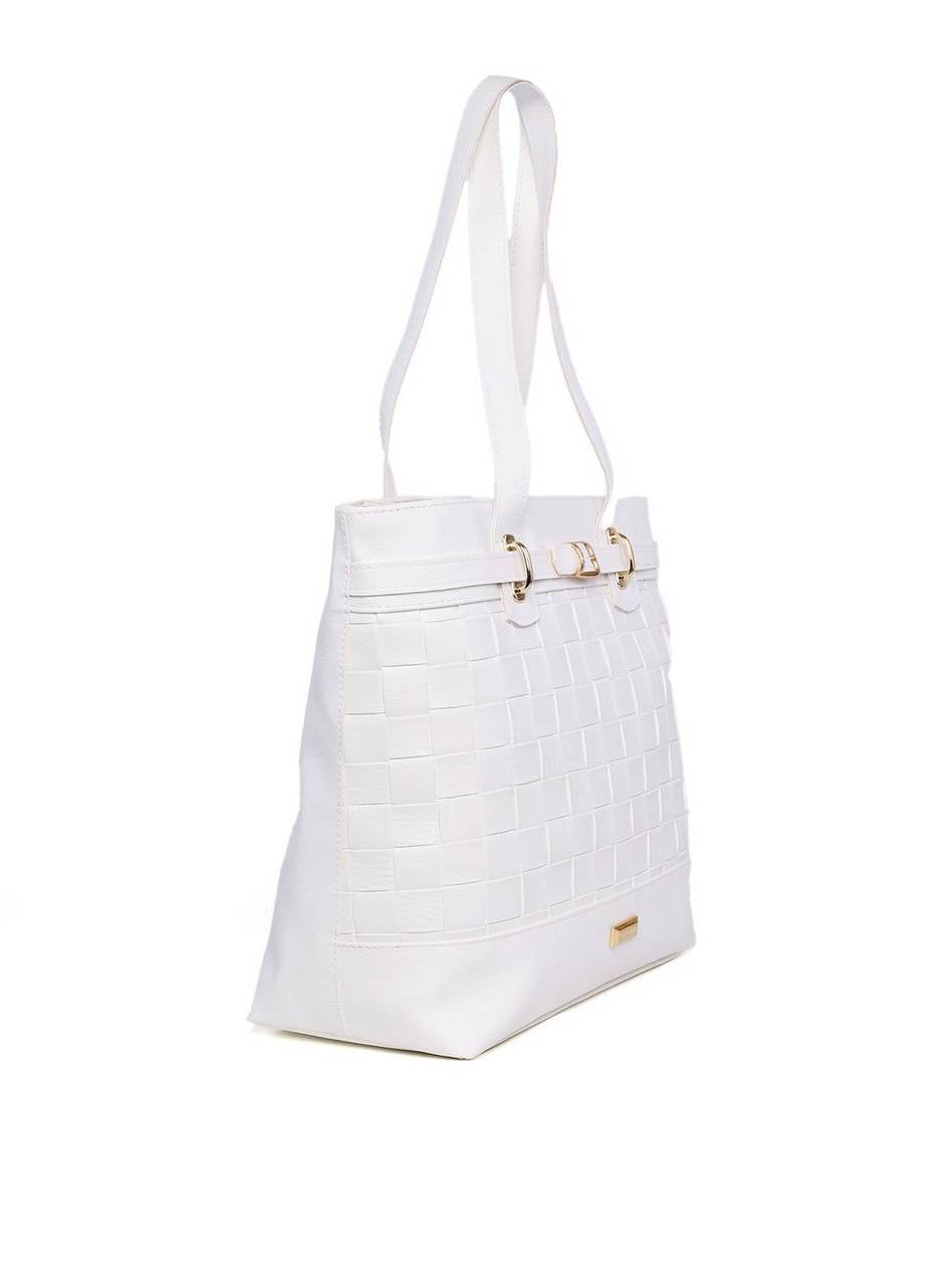 Bolsa Shopper em Tressê com Detalhe de Cinto - Branca BSI-6211 - BR