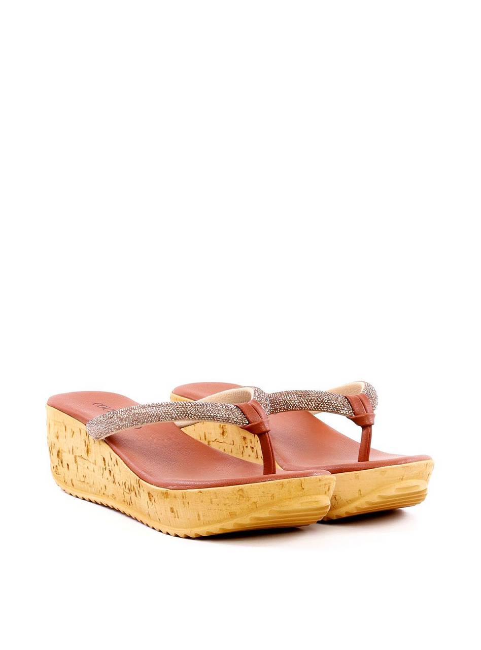 Tamanco Anabela PU com Tira em Strass - Castor SDI-12182 - CS