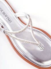 Rasteira Feminina com Tiras e Strass SDI-12242 - PT
