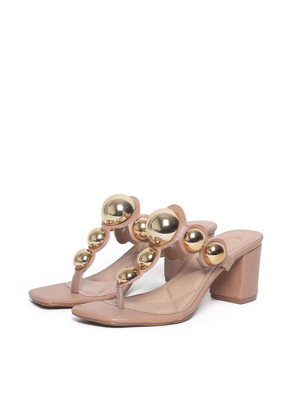 Sandália Feminina Tamanco Salto Bloco - Nude SDI-11563 - NU
