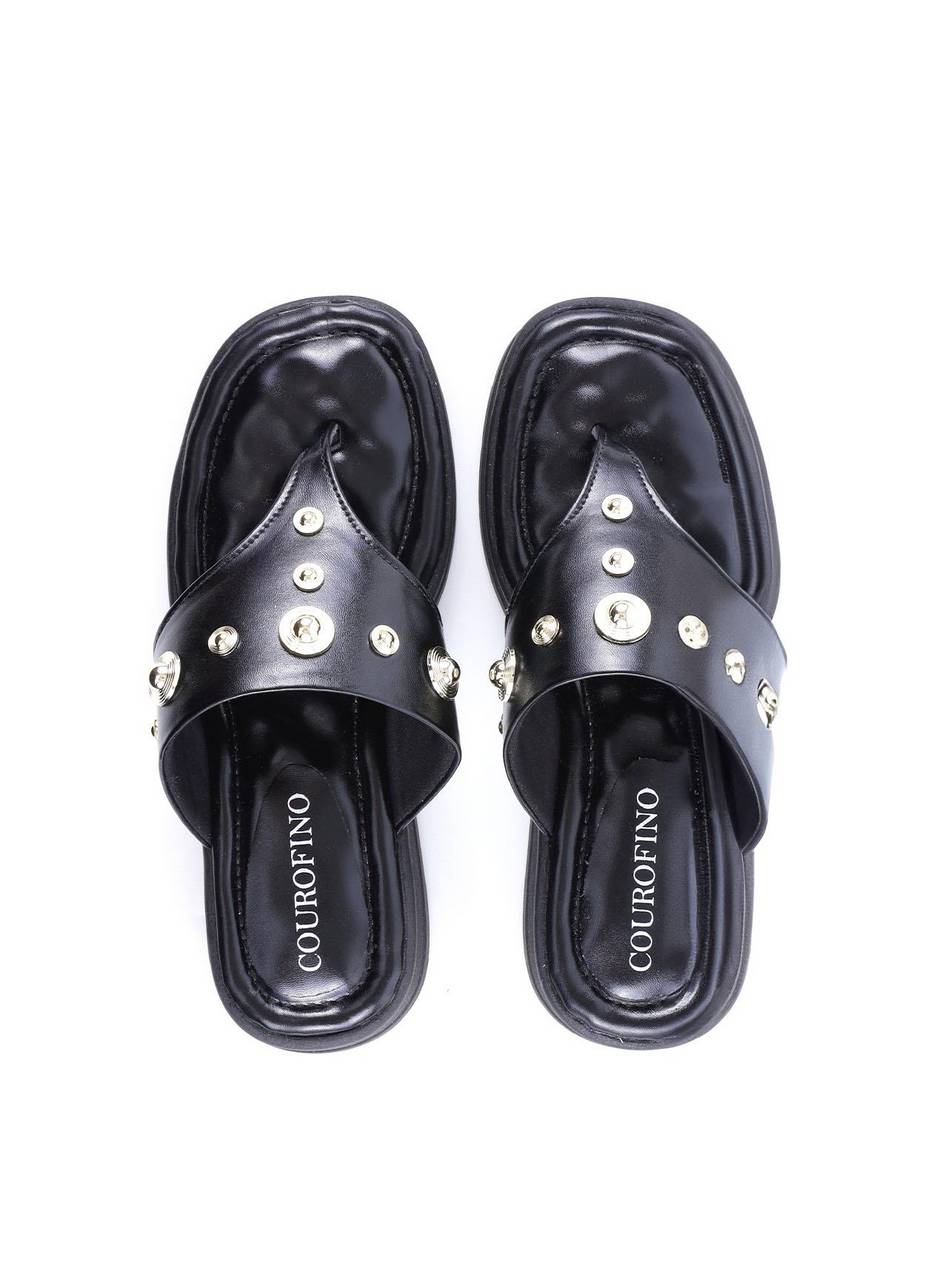 Flatform Couro Fino de Dedo - Preta SDI-11902 - PR