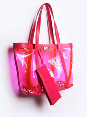 Bolsa Shopper Praia Transparente Média Pink BSI-5871 - PK
