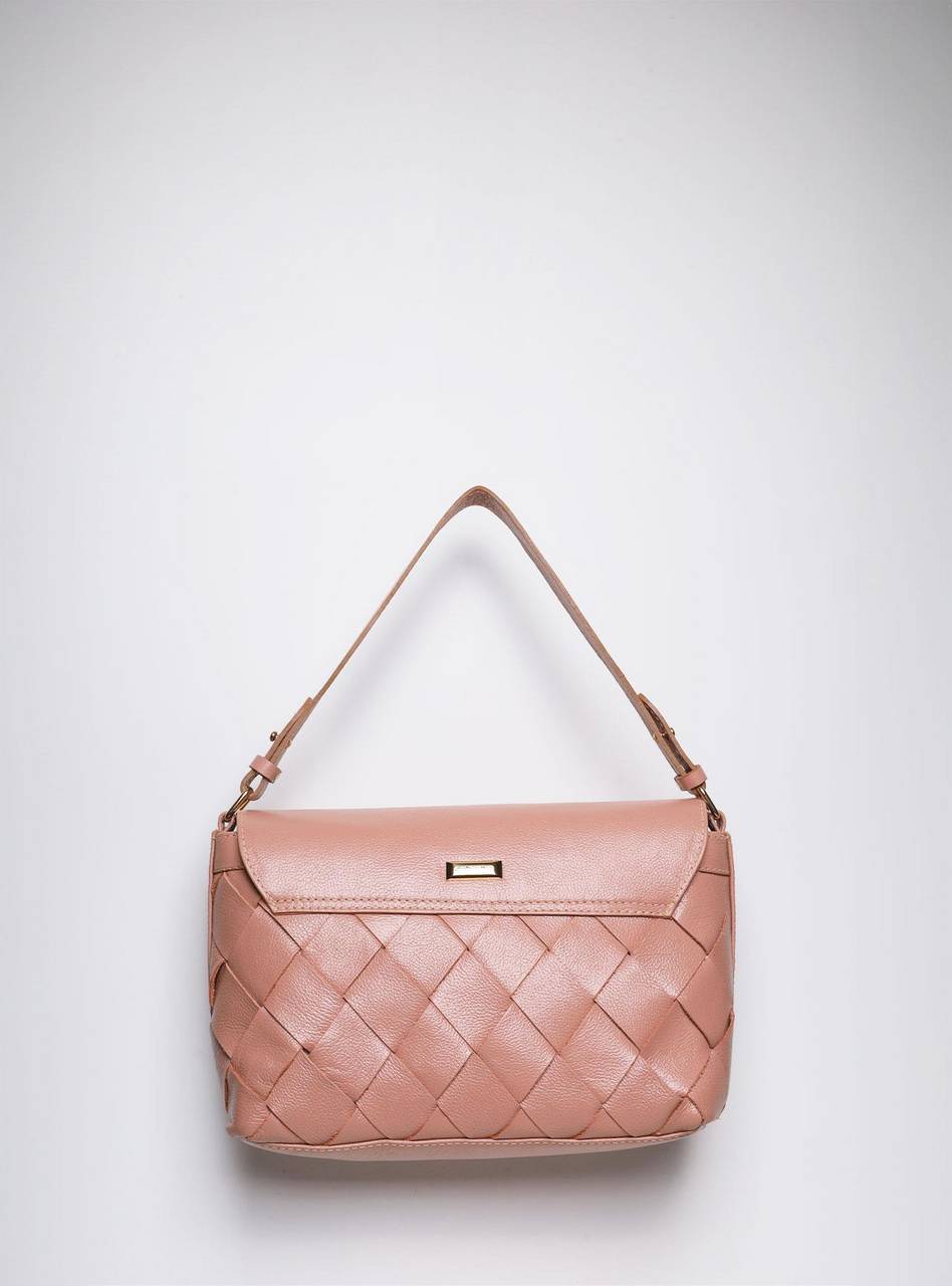Bolsa Satchel Média Couro Transversal Nude BSI-5849 - NU