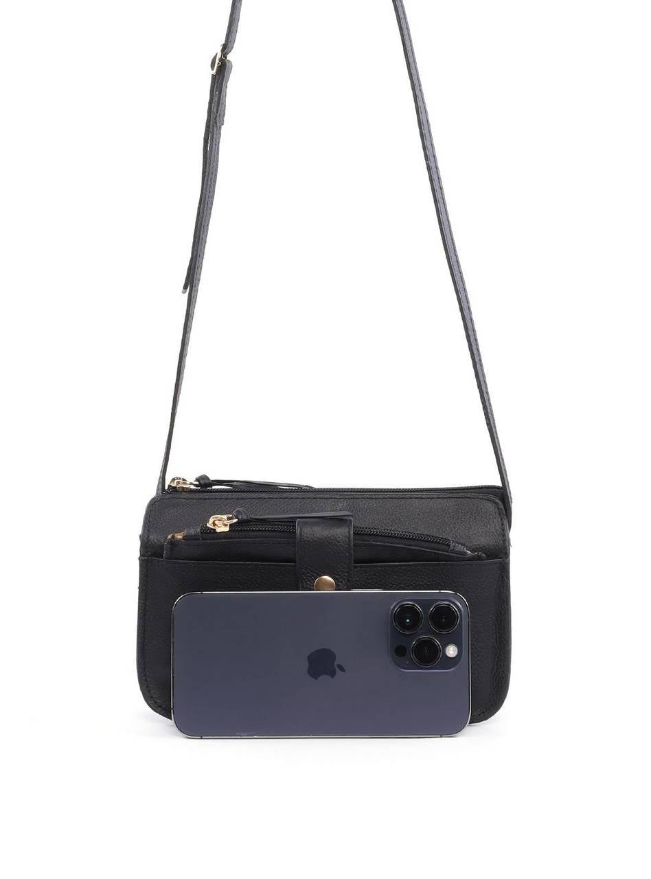 Bolsa Clutch Transversal com Bolso Removível - Preta BSI-6417 - PR