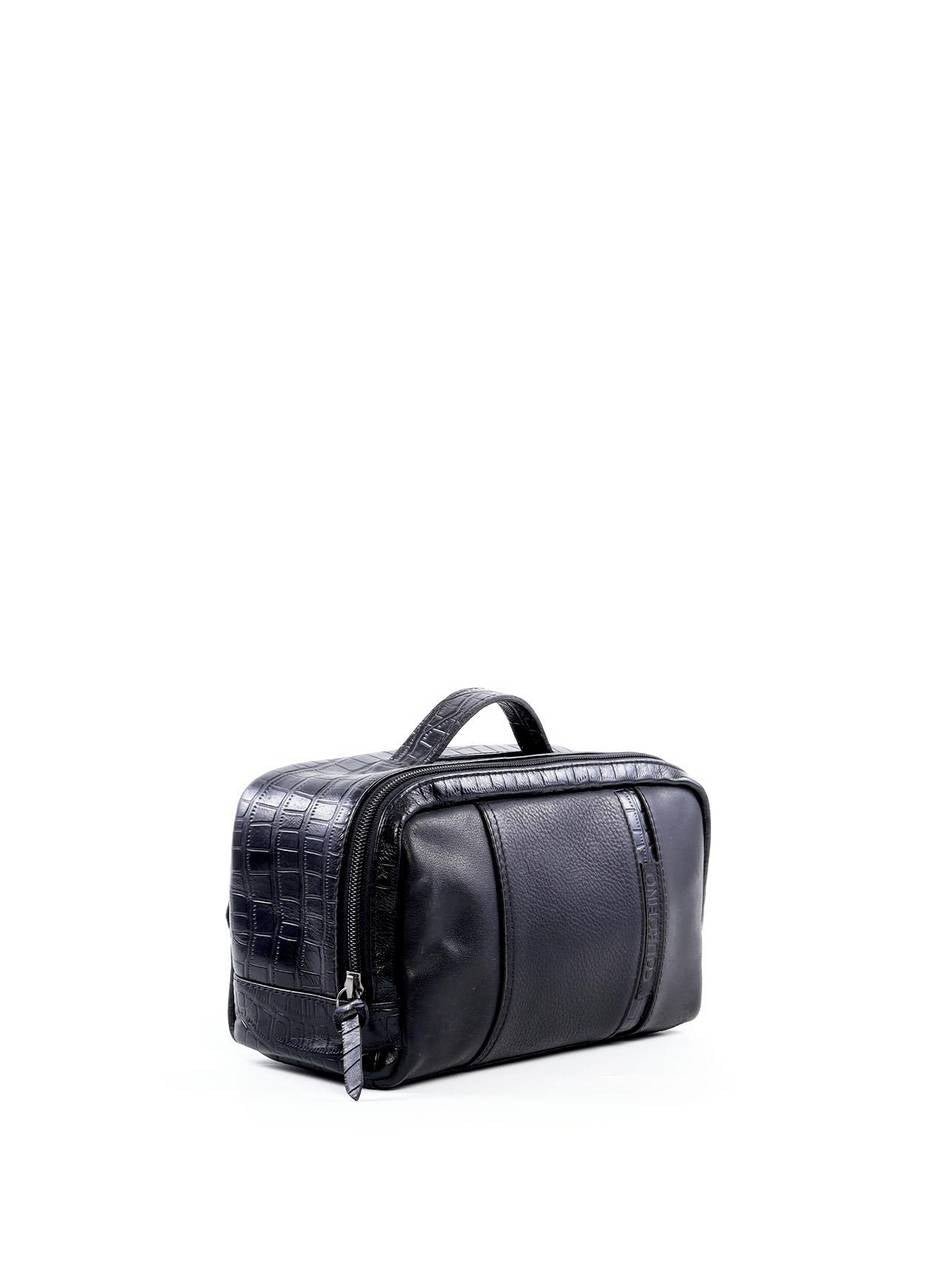 Necessaire Masculina Alça Mão Bolso Atrás Couro Preta NSI-108 - PR
