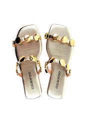 Rasteira Duas Tiras com Medalhas - Ouro SDI-11751 - AU