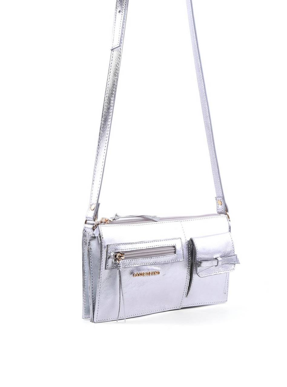 Bolsa Transversal Retangular Laço - Prata BSI-6383 - PT