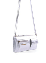 Bolsa Transversal Retangular Laço - Prata BSI-6383 - PT